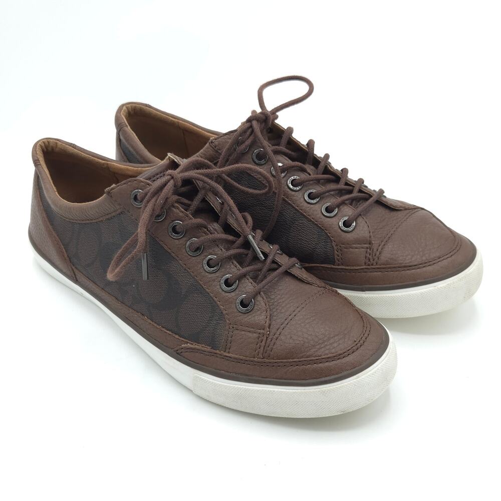 Coach Porter Men's Size 9 Low Top Brown Leather Sneakers - Picture 2 of 9